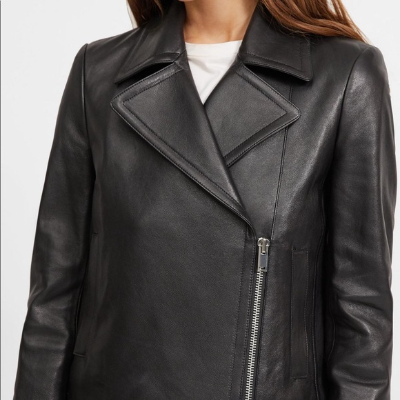 NWT Theory Leather Slim Moro Jacket in Black - Picture 3 of 5